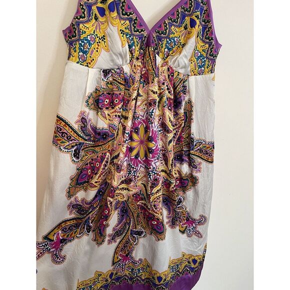 Eci New York‎ Dress size 2 Silky Slip Babydoll Purple Paisley Boho - Picture 5 of 8